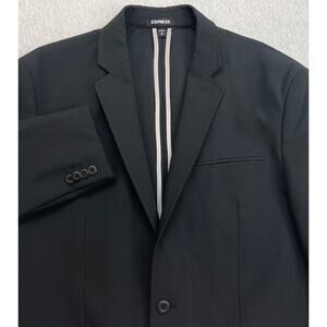 Express Blazer Mens Medium Black Stretch Notch lapel Slim Fit 2-Button